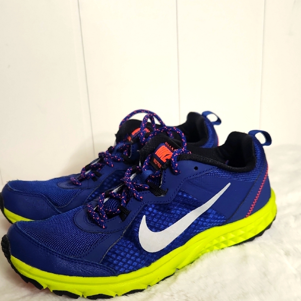 Nike Blue and Neon Yellow Sneakers